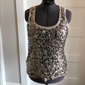 White House Black Market Gold sequin tank top WHBM